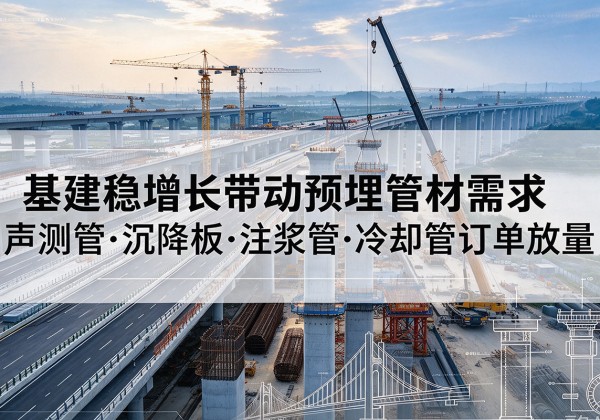 民乐基建稳增长带动预埋监测管材需求，声测管、沉降板、注浆管订单持续放量